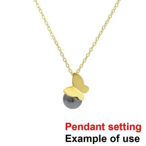 Necklace Pendant Setting Blank 10x16mm 1pc 0.7g 925 Sterling Silver Butterfly Shape Base for 1 Pearl Bead Wholesale Available