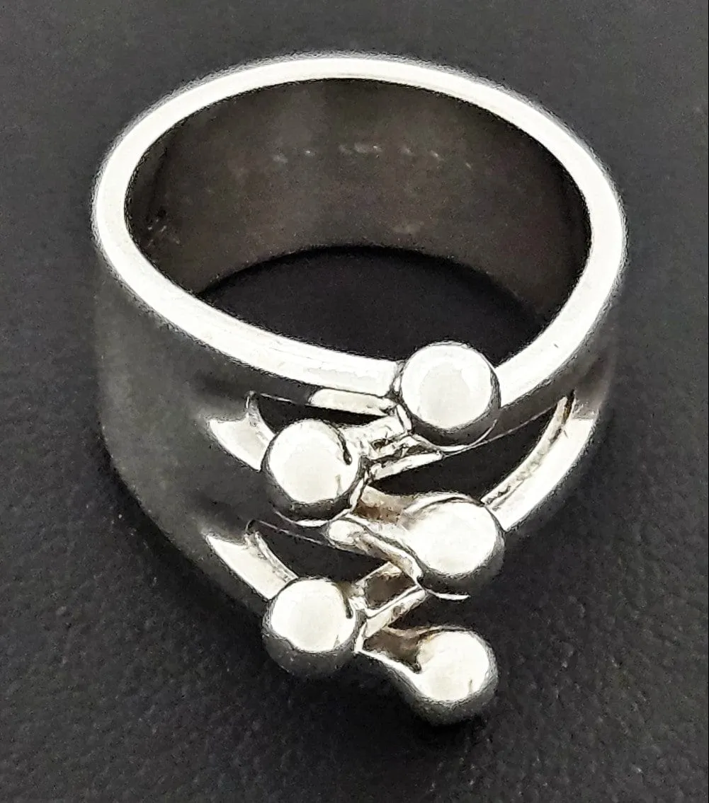 Norway   Designs AGE Sterling Modernist 5 Prong Crown Jester Ring C 1960s