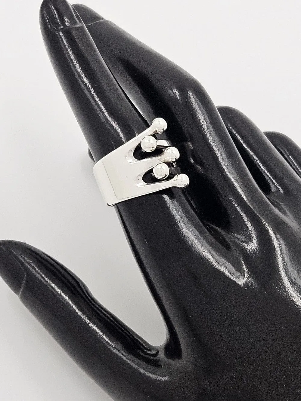 Norway   Designs AGE Sterling Modernist 5 Prong Crown Jester Ring C 1960s