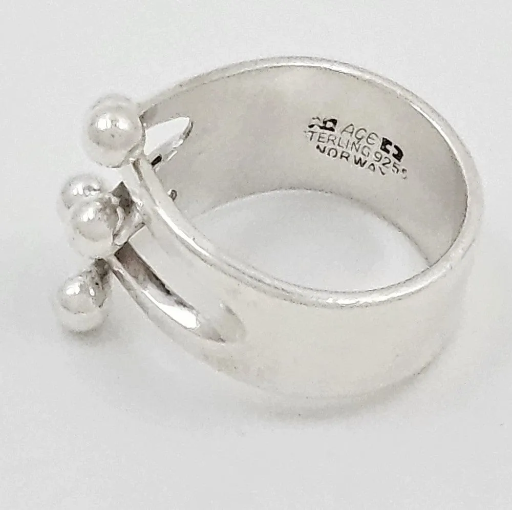 Norway   Designs AGE Sterling Modernist 5 Prong Crown Jester Ring C 1960s
