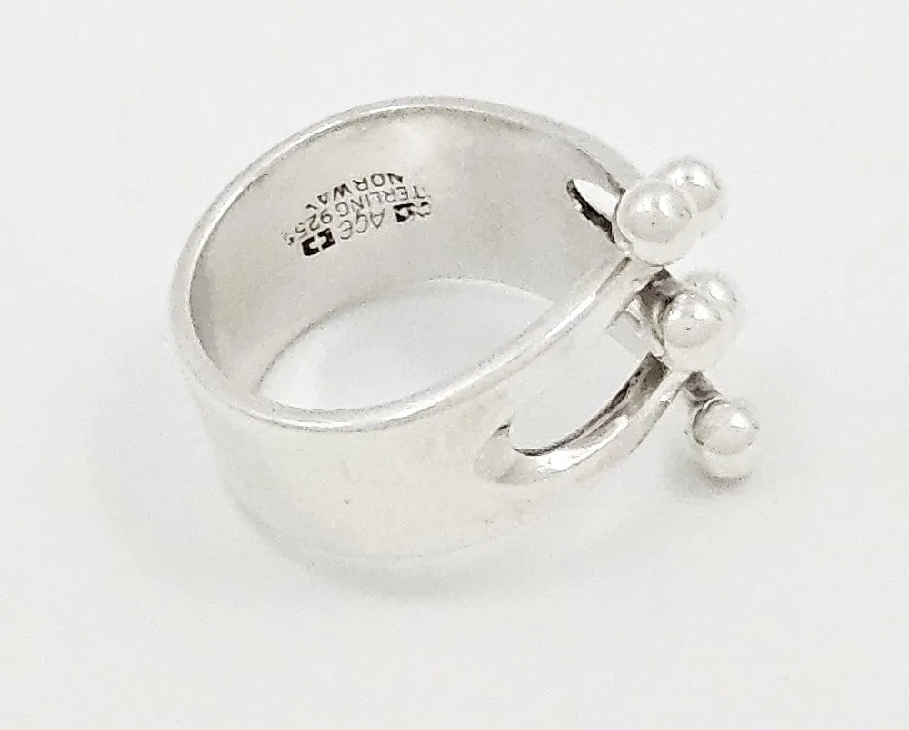 Norway   Designs AGE Sterling Modernist 5 Prong Crown Jester Ring C 1960s