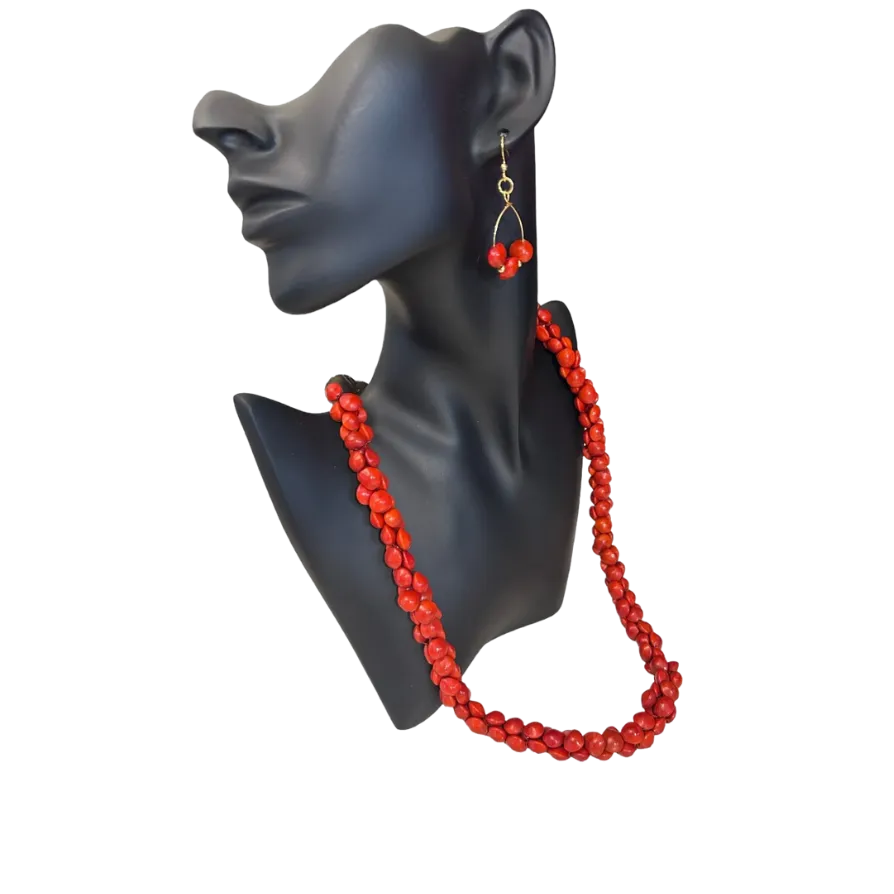 Ola Project - Hawaiian Wiliwili Earrings - Lahaina Strong Red