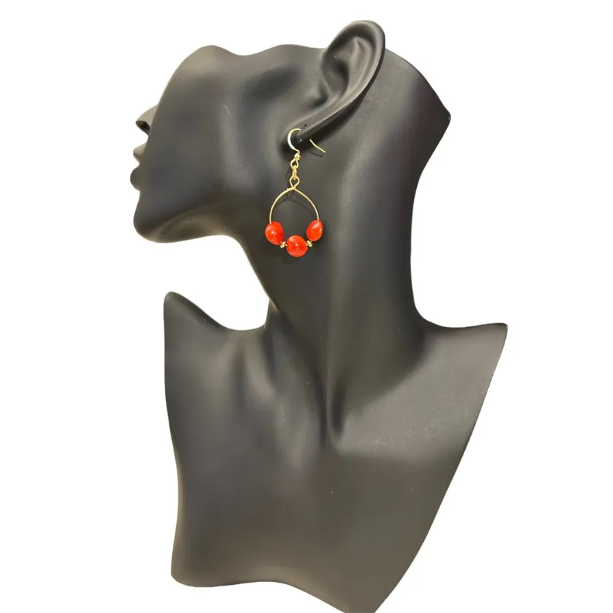 Ola Project - Hawaiian Wiliwili Earrings - Lahaina Strong Red