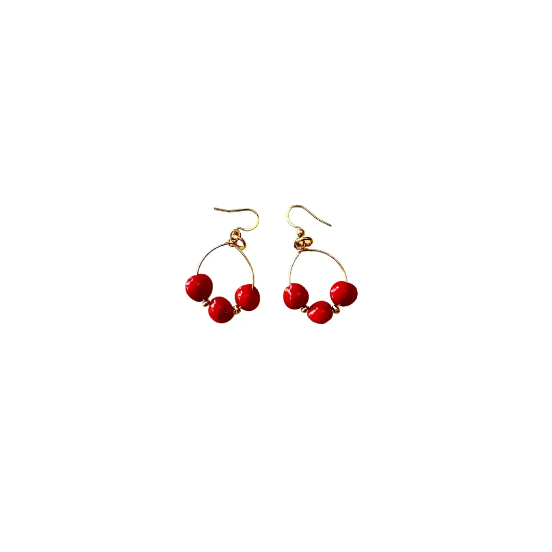 Ola Project - Hawaiian Wiliwili Earrings - Lahaina Strong Red