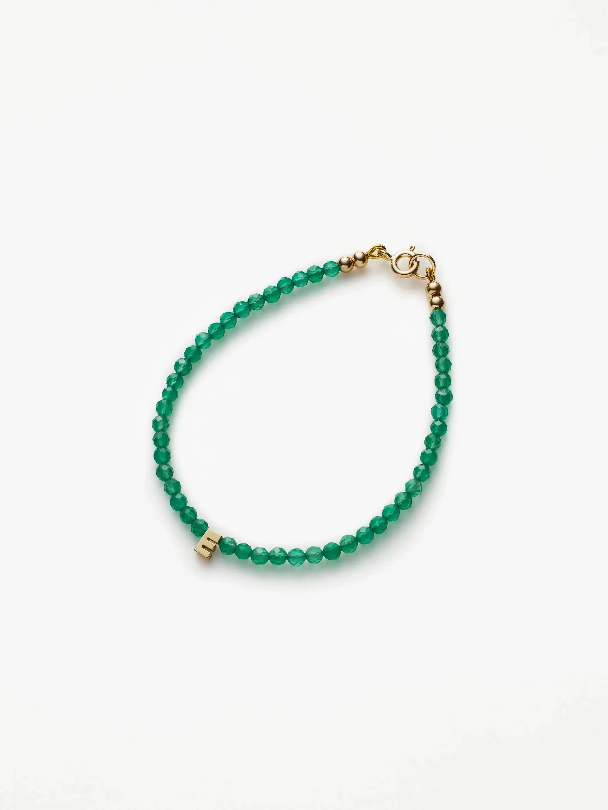 One Letter Green Onyx Bracelet