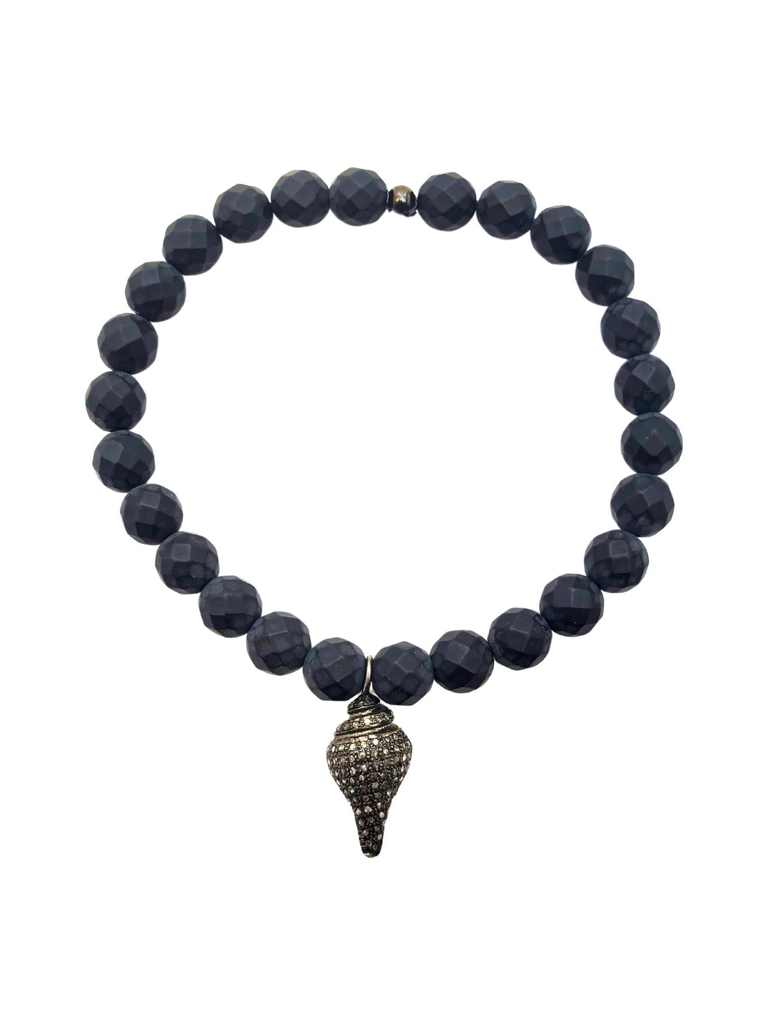 Onyx & Diamond Shell Charm Bracelet