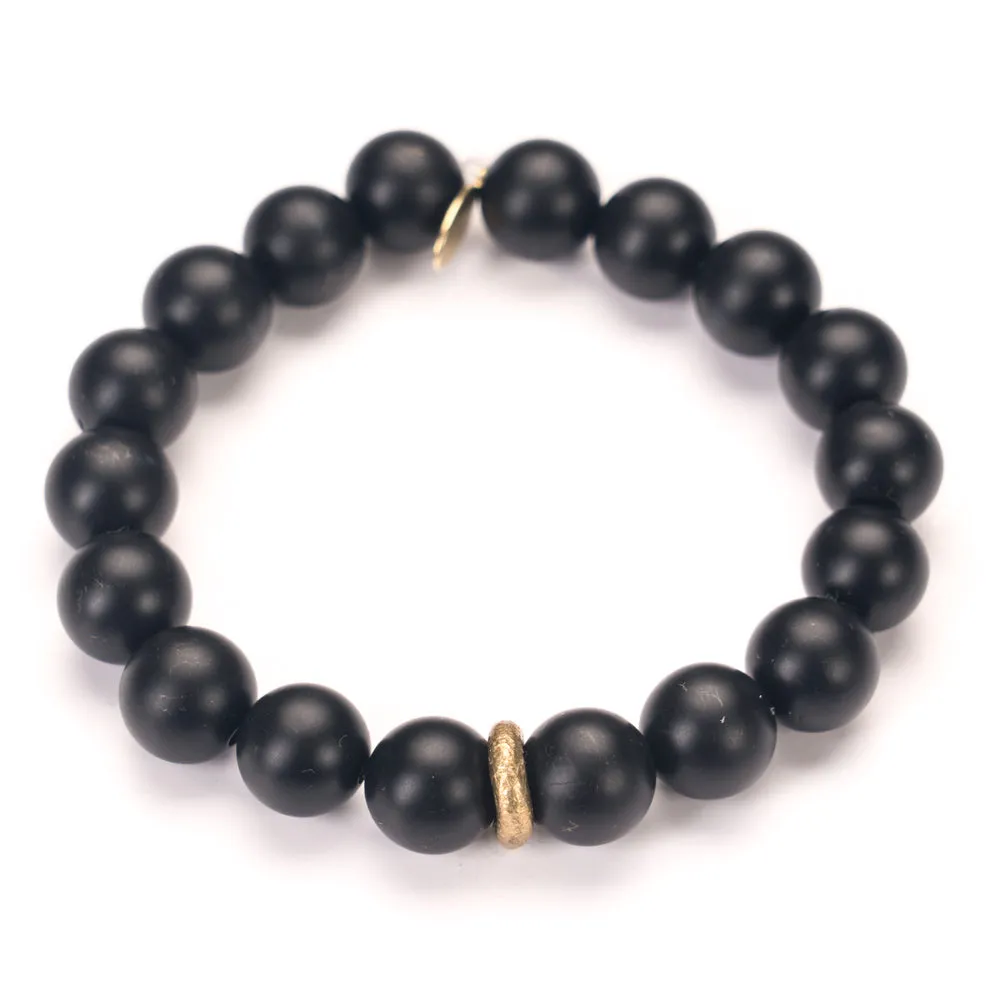 Onyx Crystal Bracelet | Matte   Brass Boho Ring