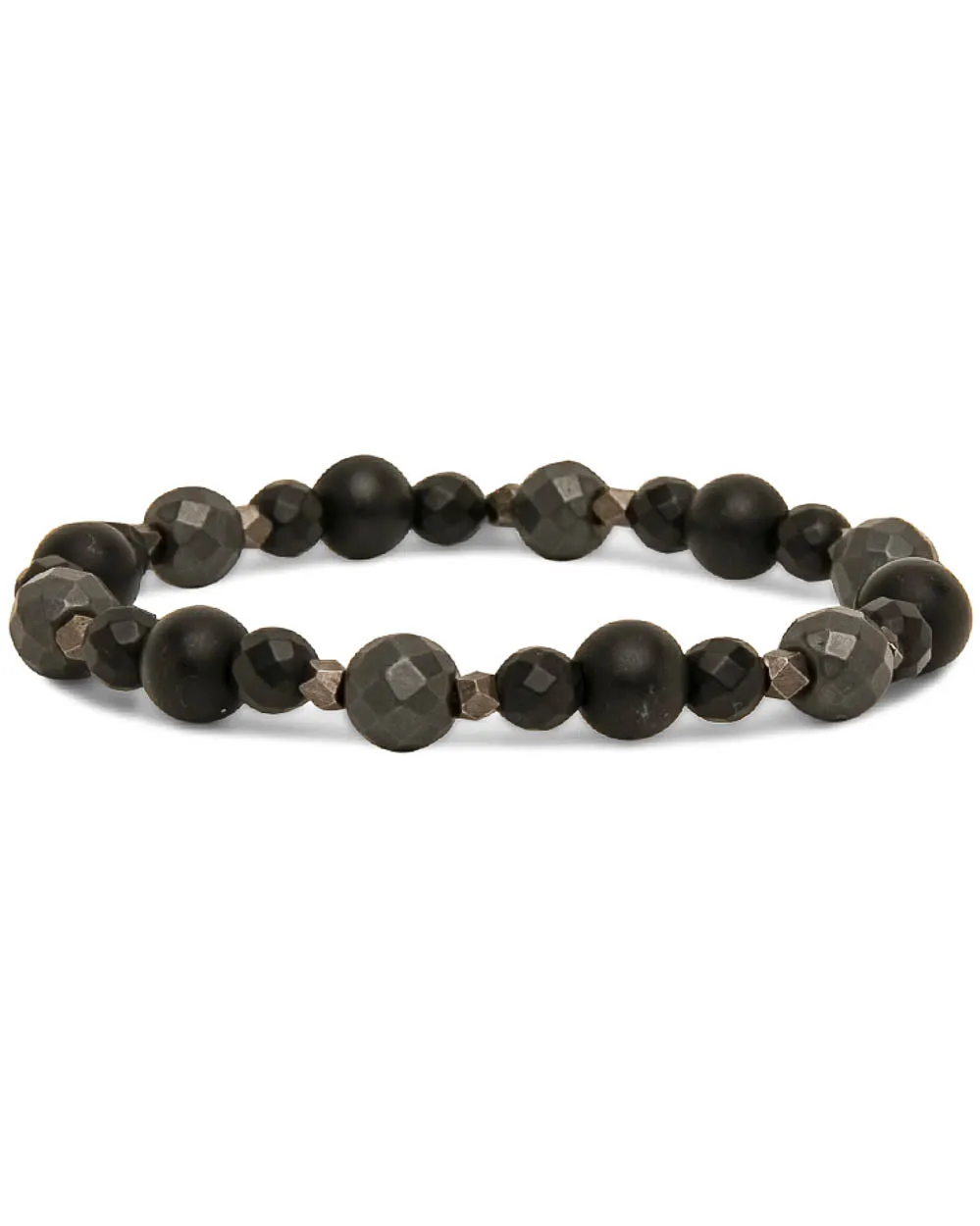 Onyx Hematite Rhodium Brass Bracelet