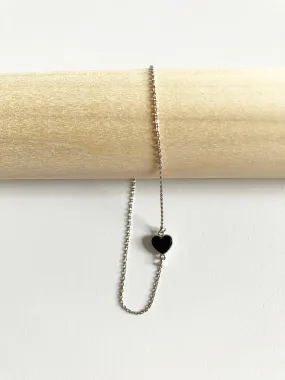 Onyx Sweetheart Bracelet in Silver