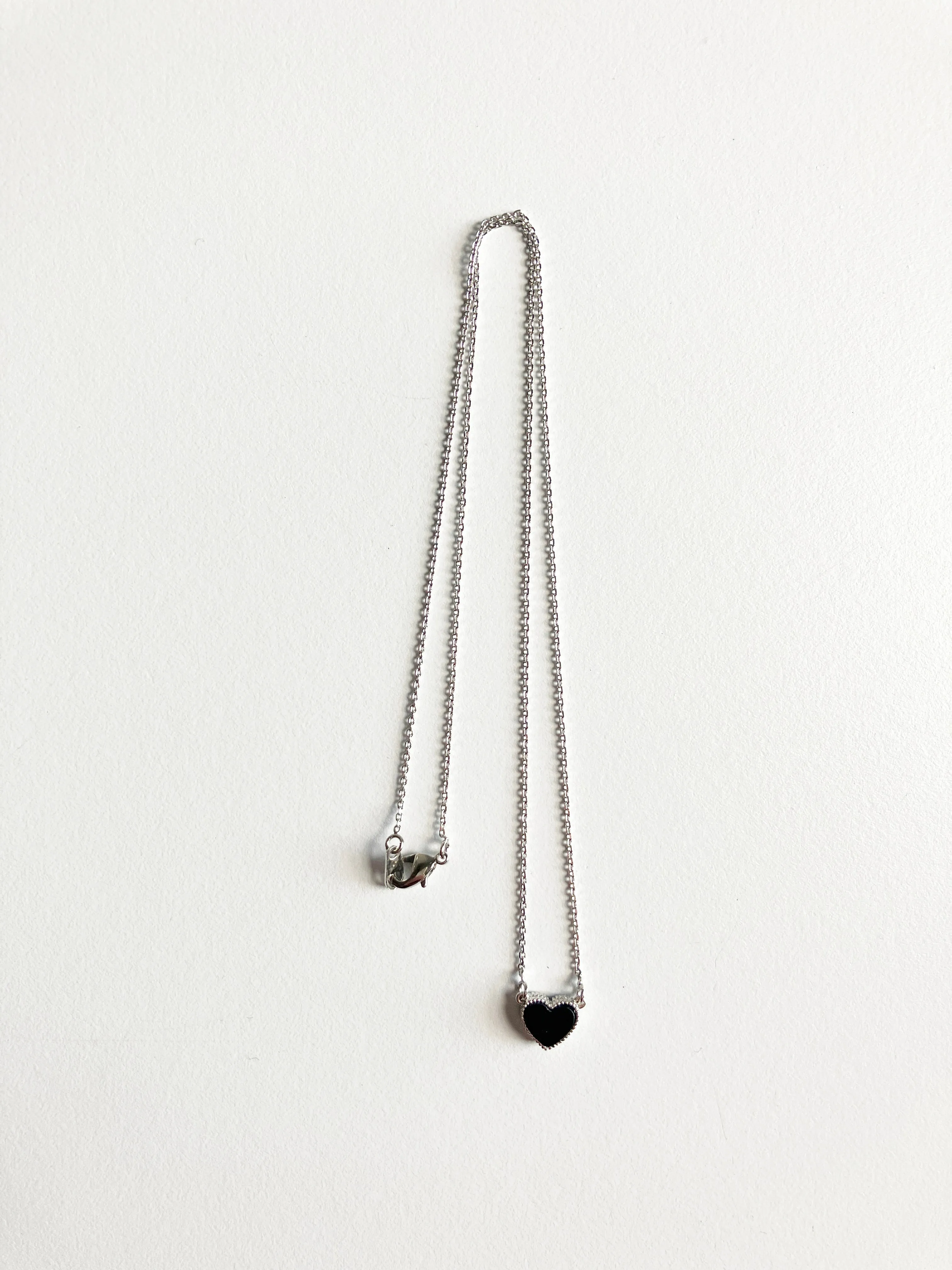 Onyx Sweetheart Necklace in Silver