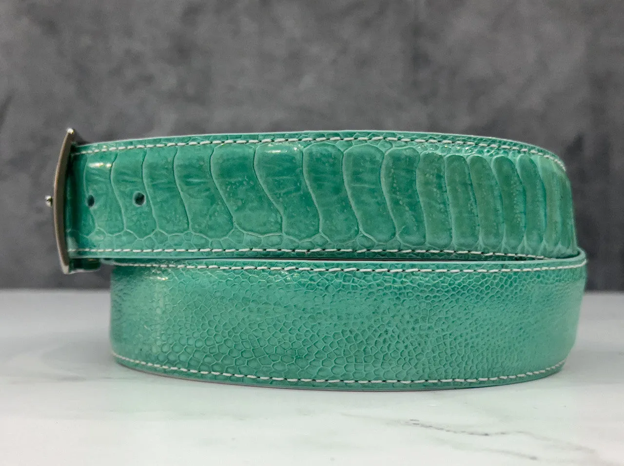 Ostrich Shin Belt: Tiffany