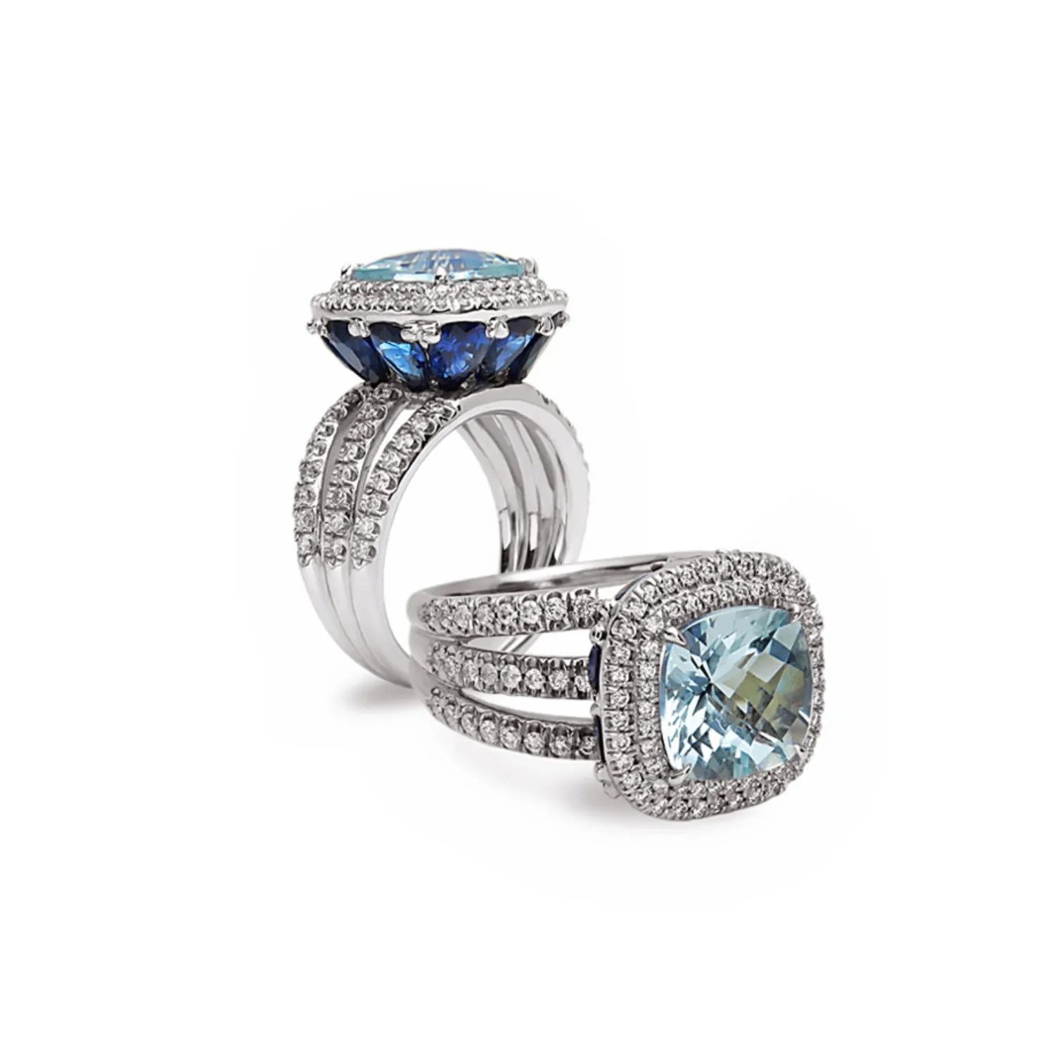 Pastel Diamond Split-Band Classic Cushion Ring