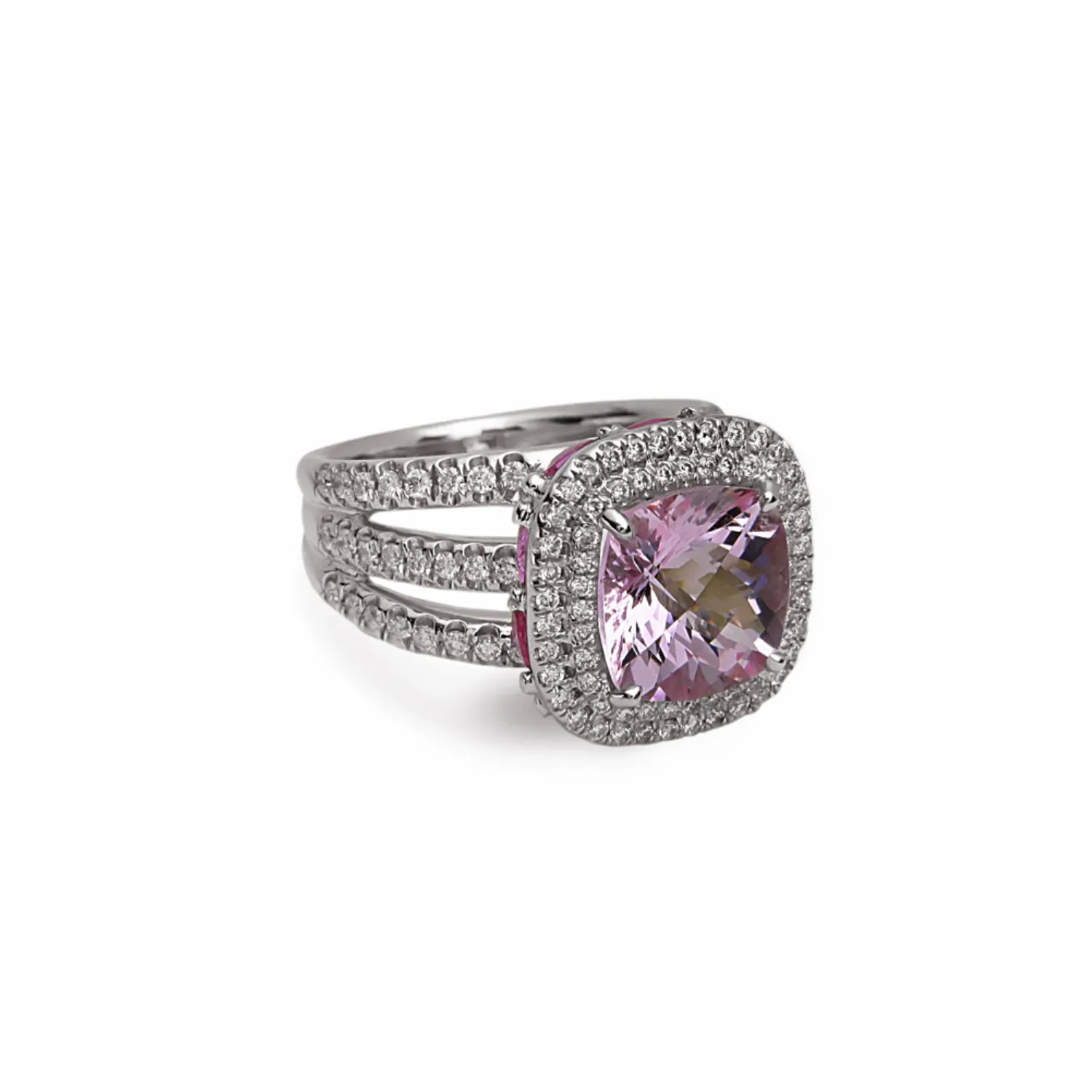 Pastel Diamond Split-Band Classic Cushion Ring