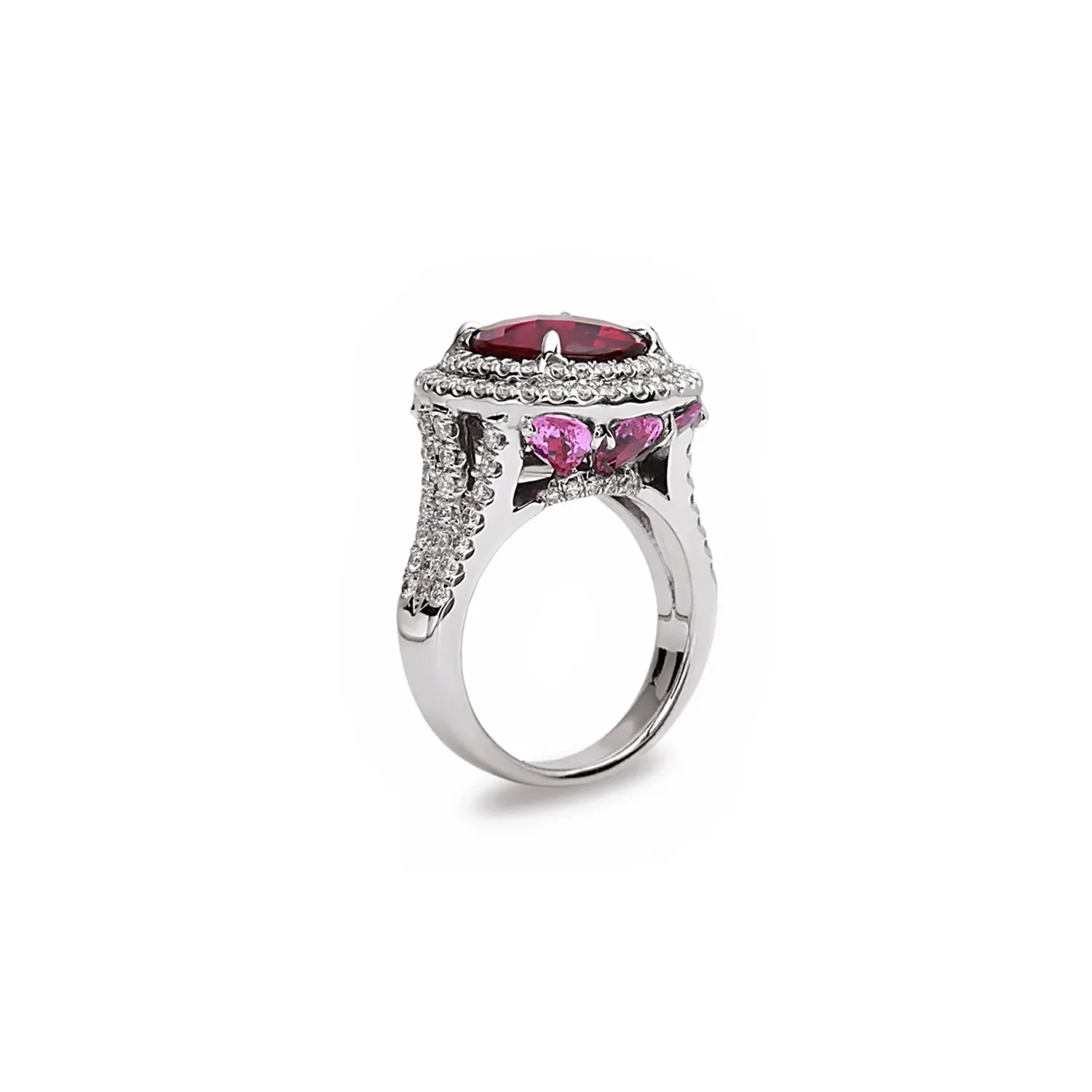 Pastel Diamond Split-Band Large Oval Ring