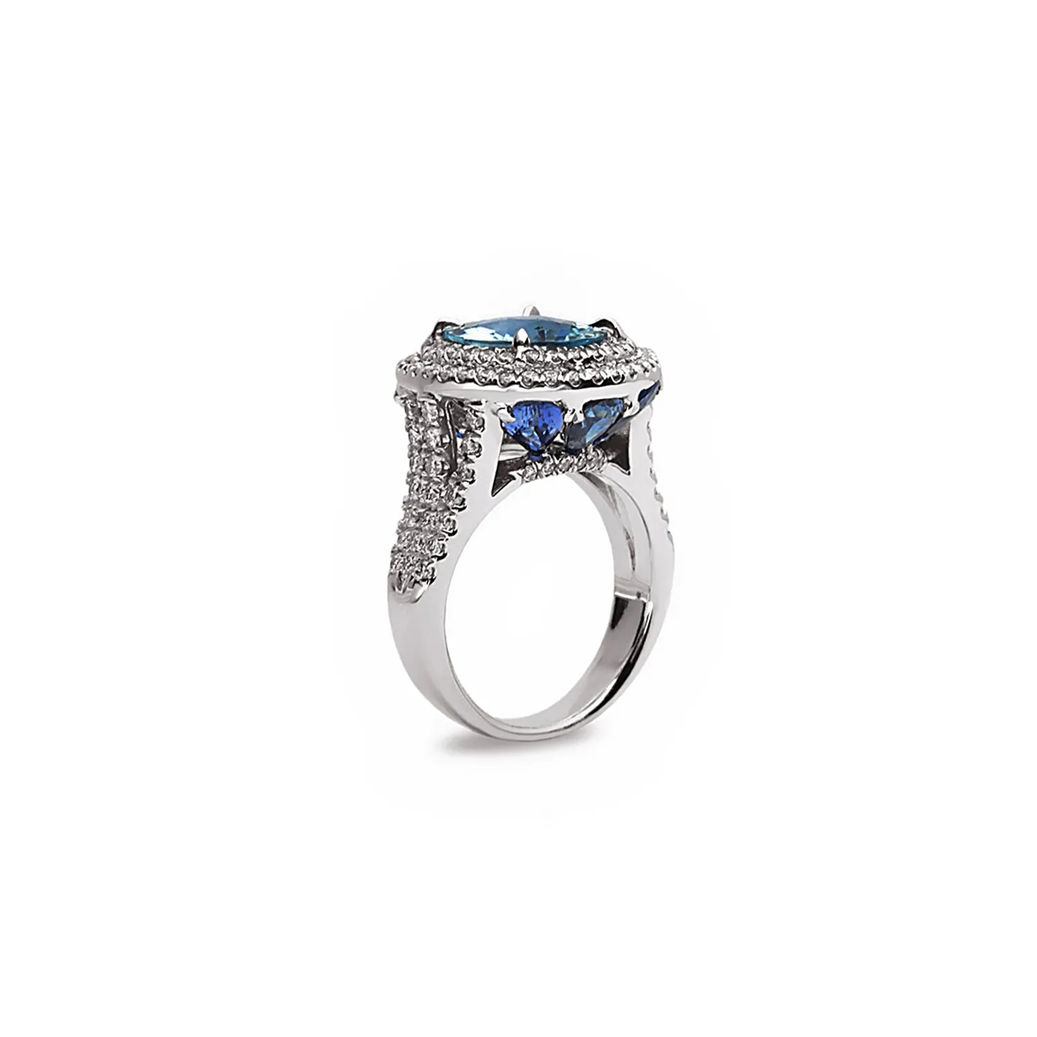 Pastel Diamond Split-Band Large Oval Ring