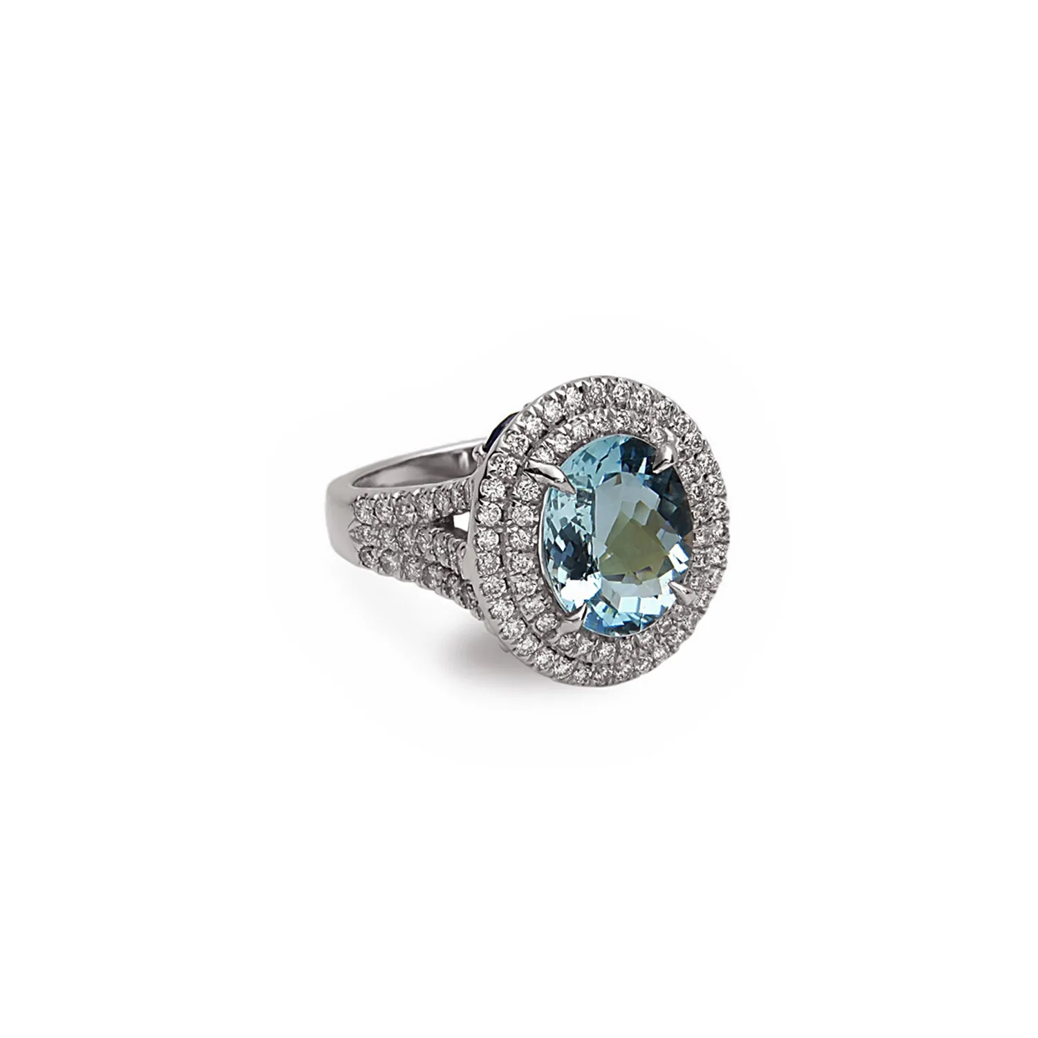Pastel Diamond Split-Band Large Oval Ring
