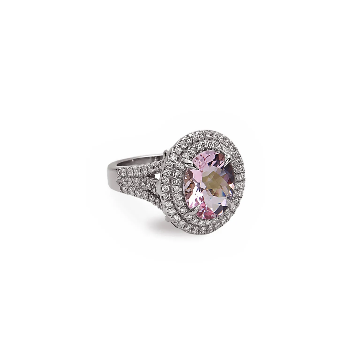 Pastel Diamond Split-Band Large Oval Ring