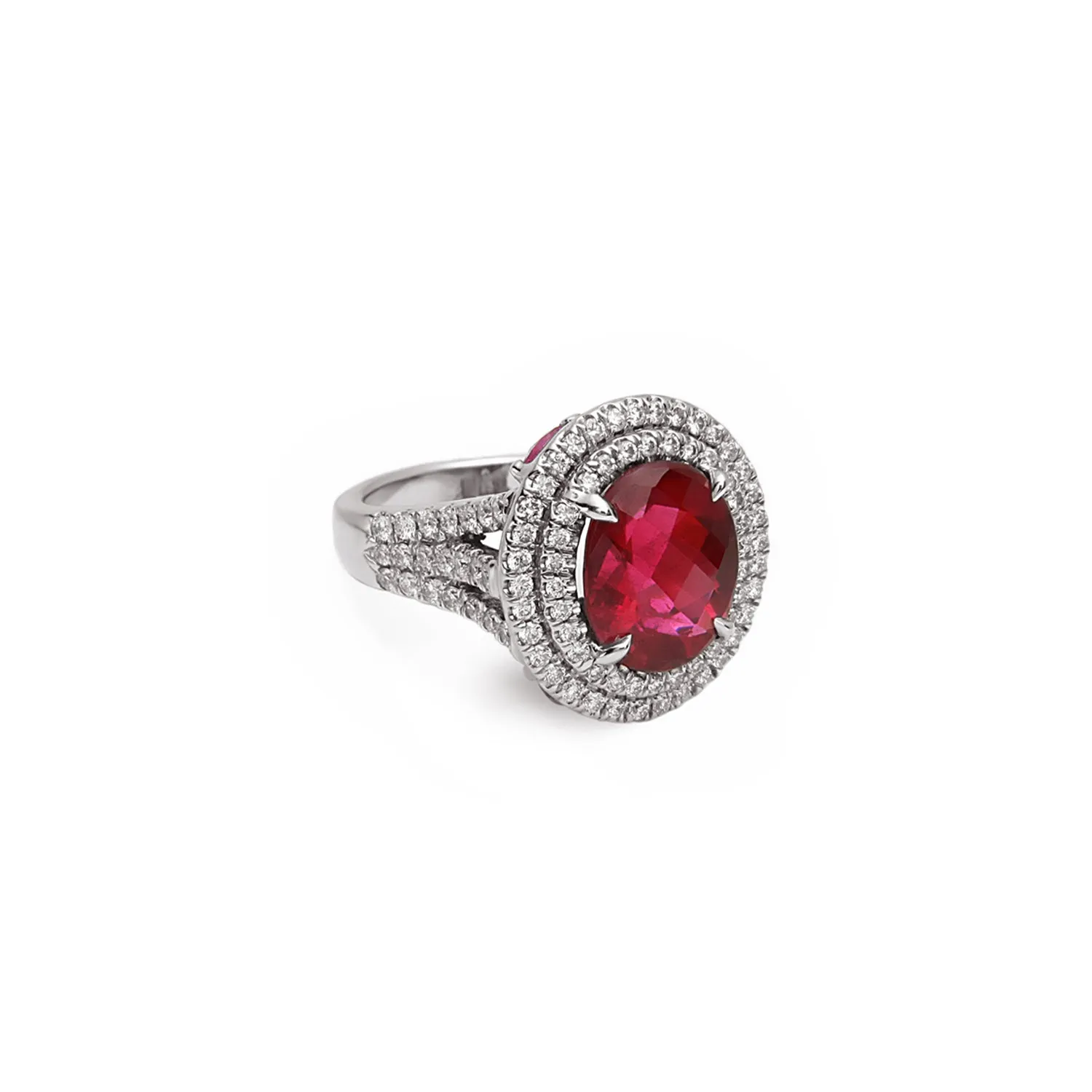Pastel Diamond Split-Band Large Oval Ring