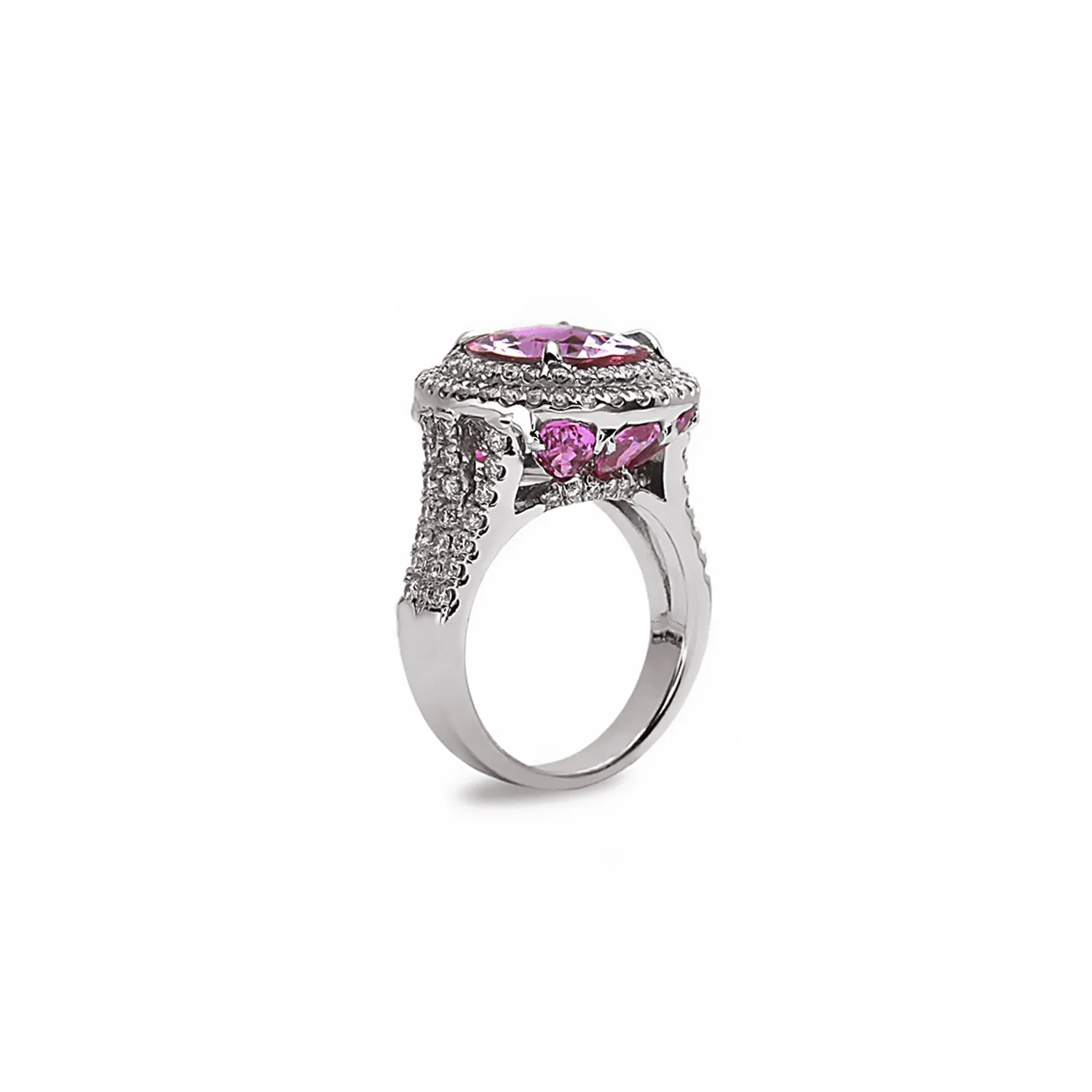 Pastel Diamond Split-Band Large Oval Ring