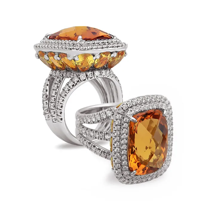 Pastel Diamond Split-Band Oversize Cushion Ring