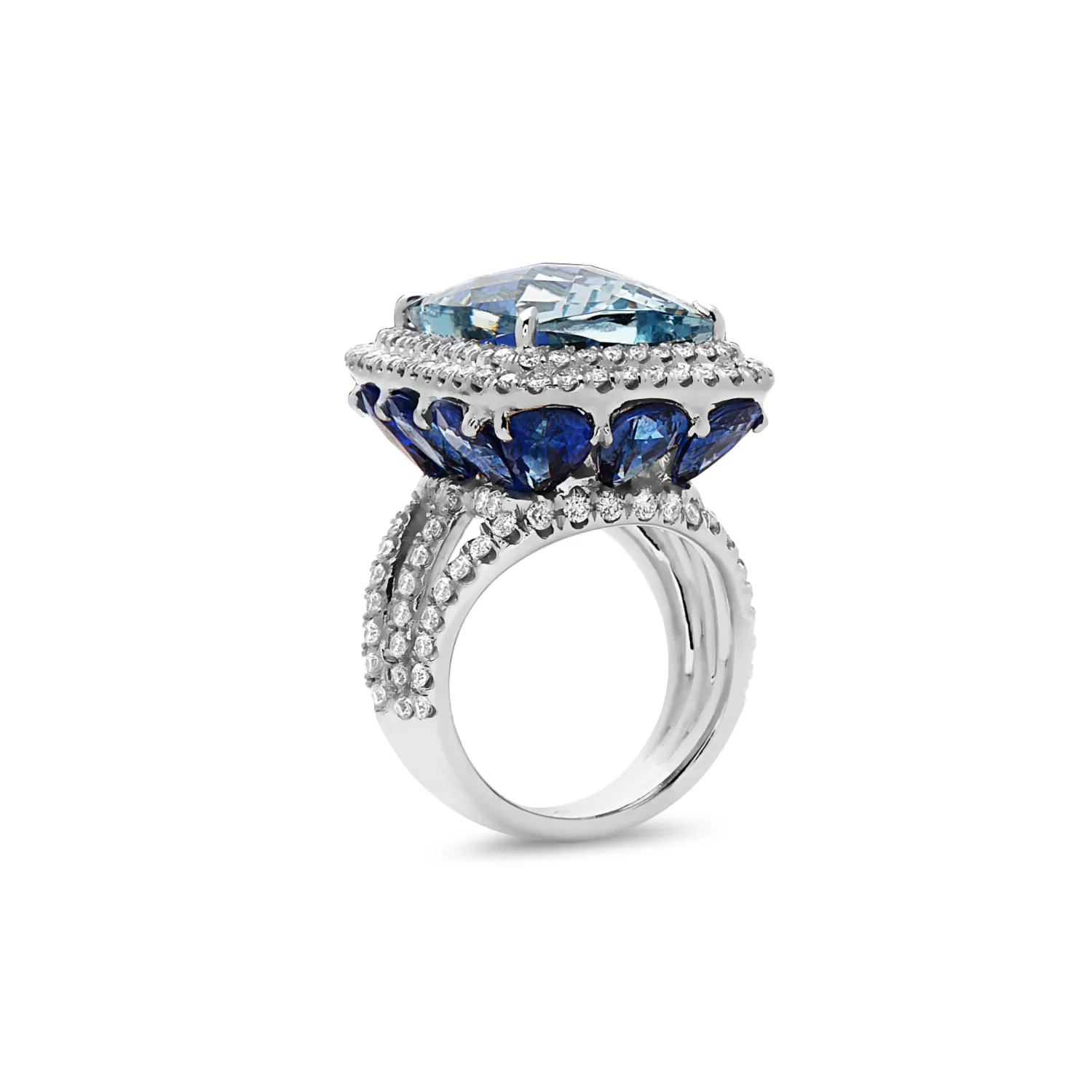 Pastel Diamond Split-Band Oversize Cushion Ring