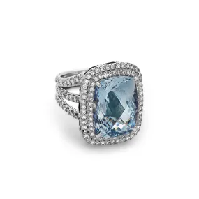 Pastel Diamond Split-Band Oversize Cushion Ring