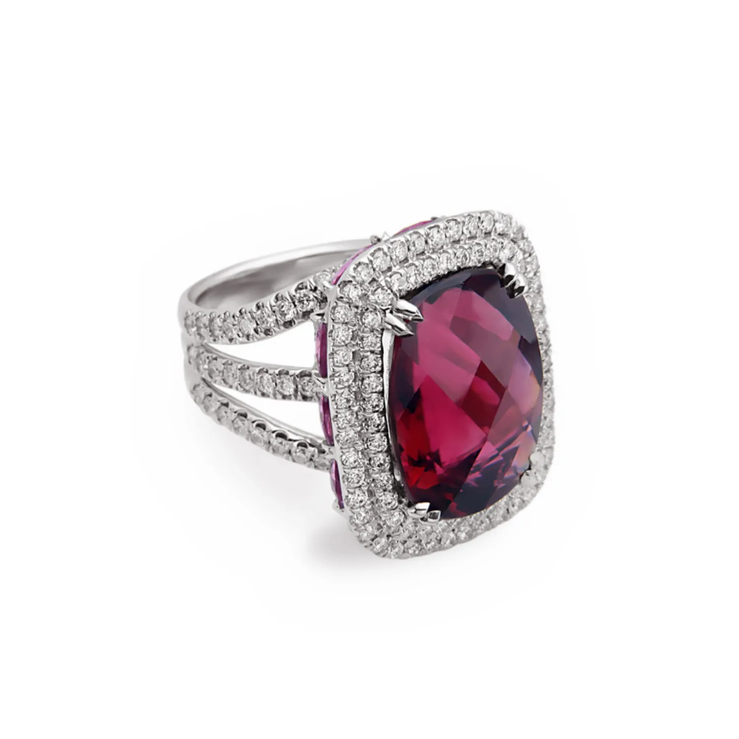 Pastel Diamond Split-Band Oversize Cushion Ring