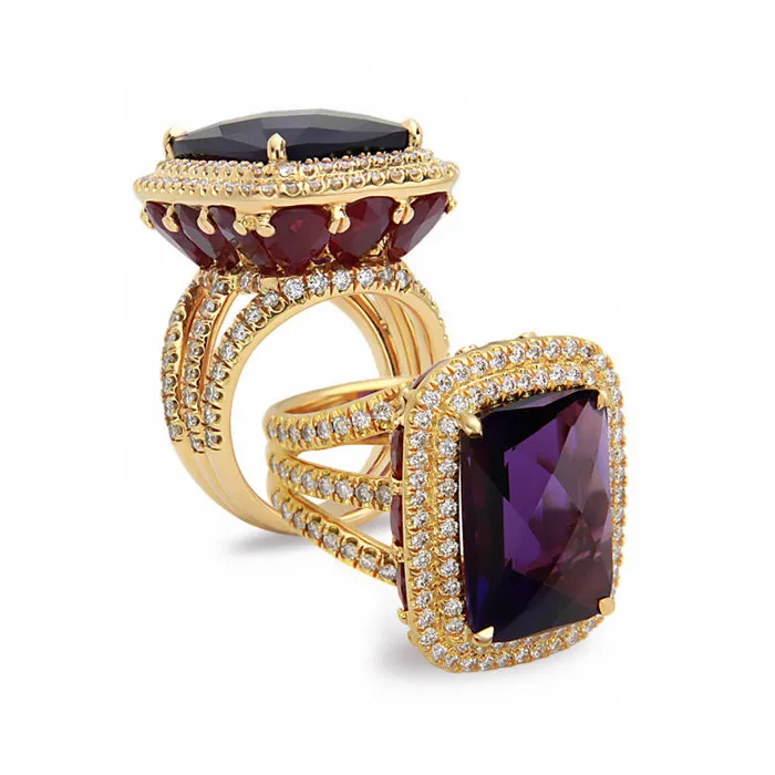 Pastel Diamond Split-Band Oversize Cushion Ring