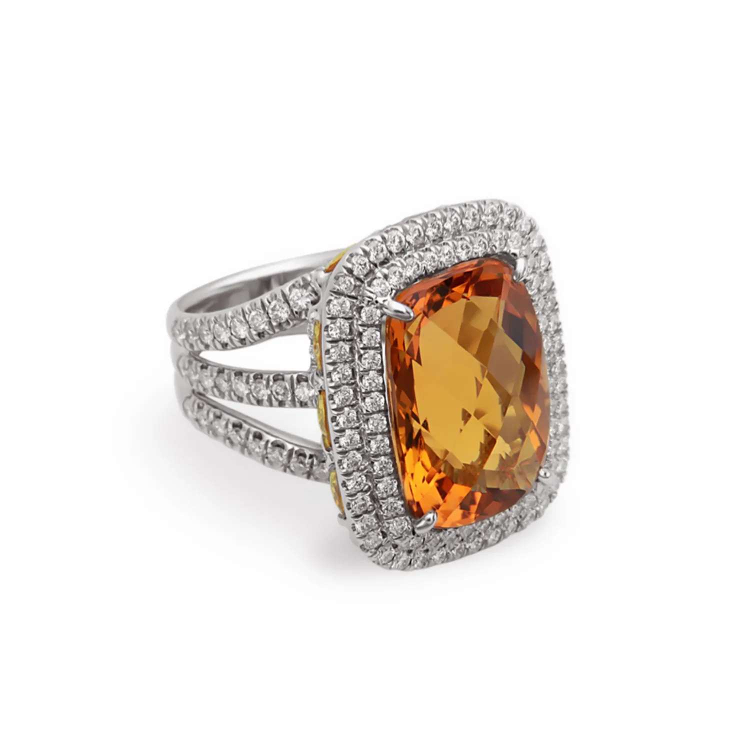 Pastel Diamond Split-Band Oversize Cushion Ring