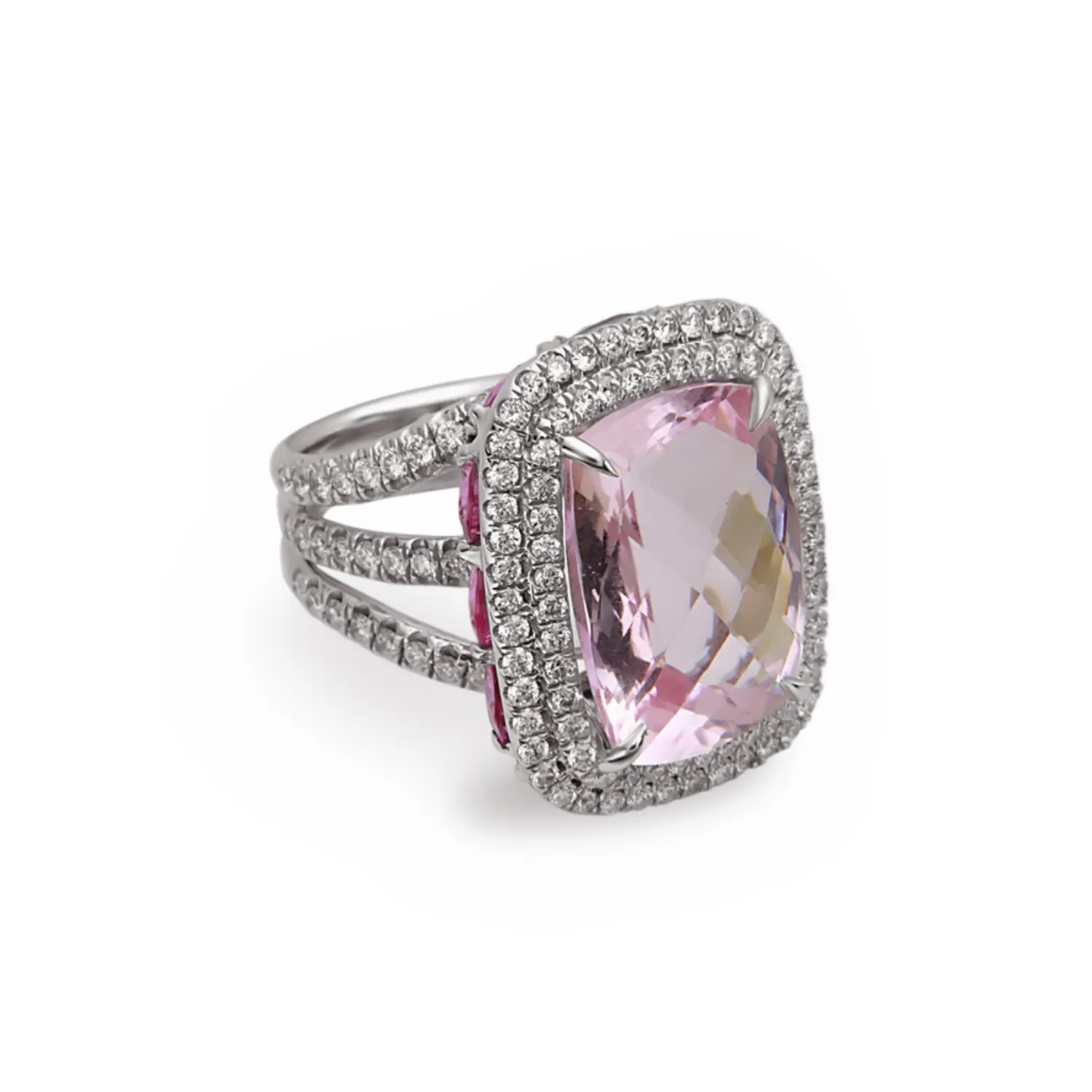 Pastel Diamond Split-Band Oversize Cushion Ring