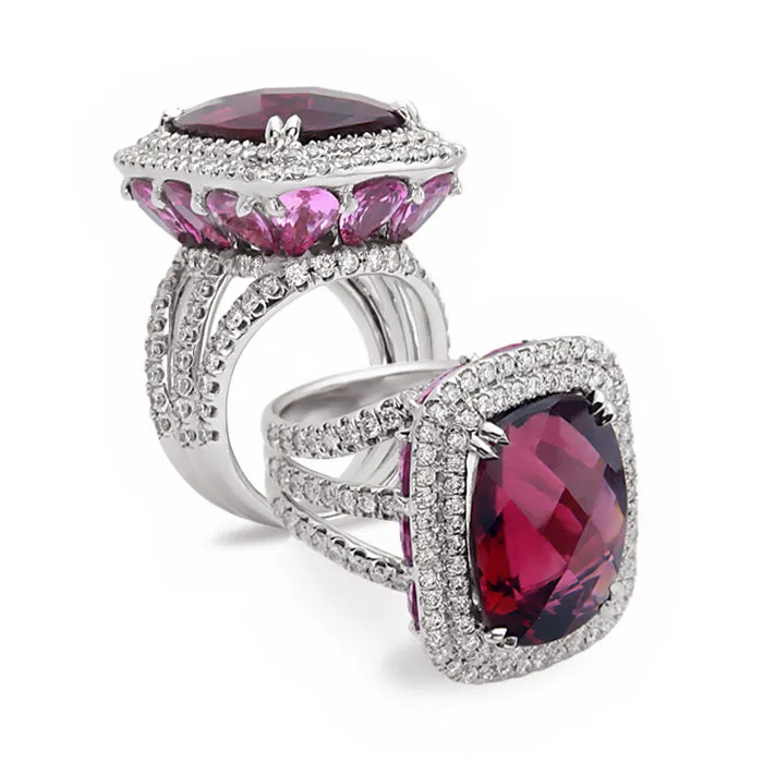 Pastel Diamond Split-Band Oversize Cushion Ring