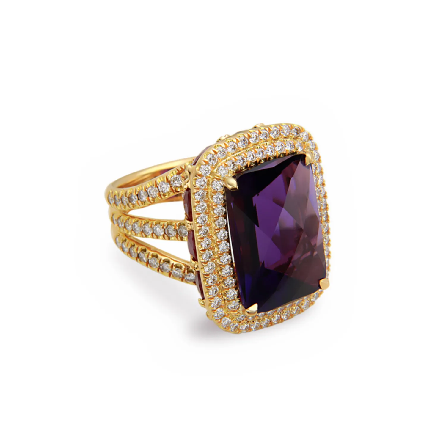 Pastel Diamond Split-Band Oversize Cushion Ring