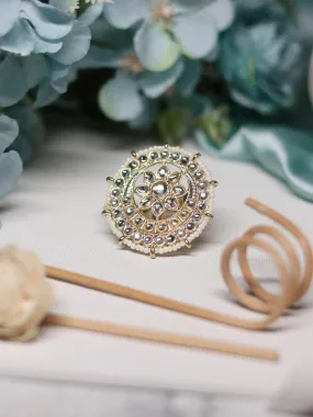 Pearl And Polki Round Ring