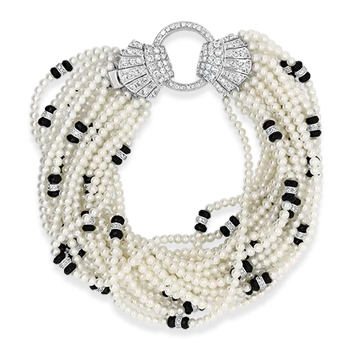 Pearl, Onyx & Diamond Bracelet
