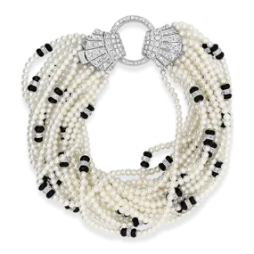Pearl, Onyx & Diamond Bracelet