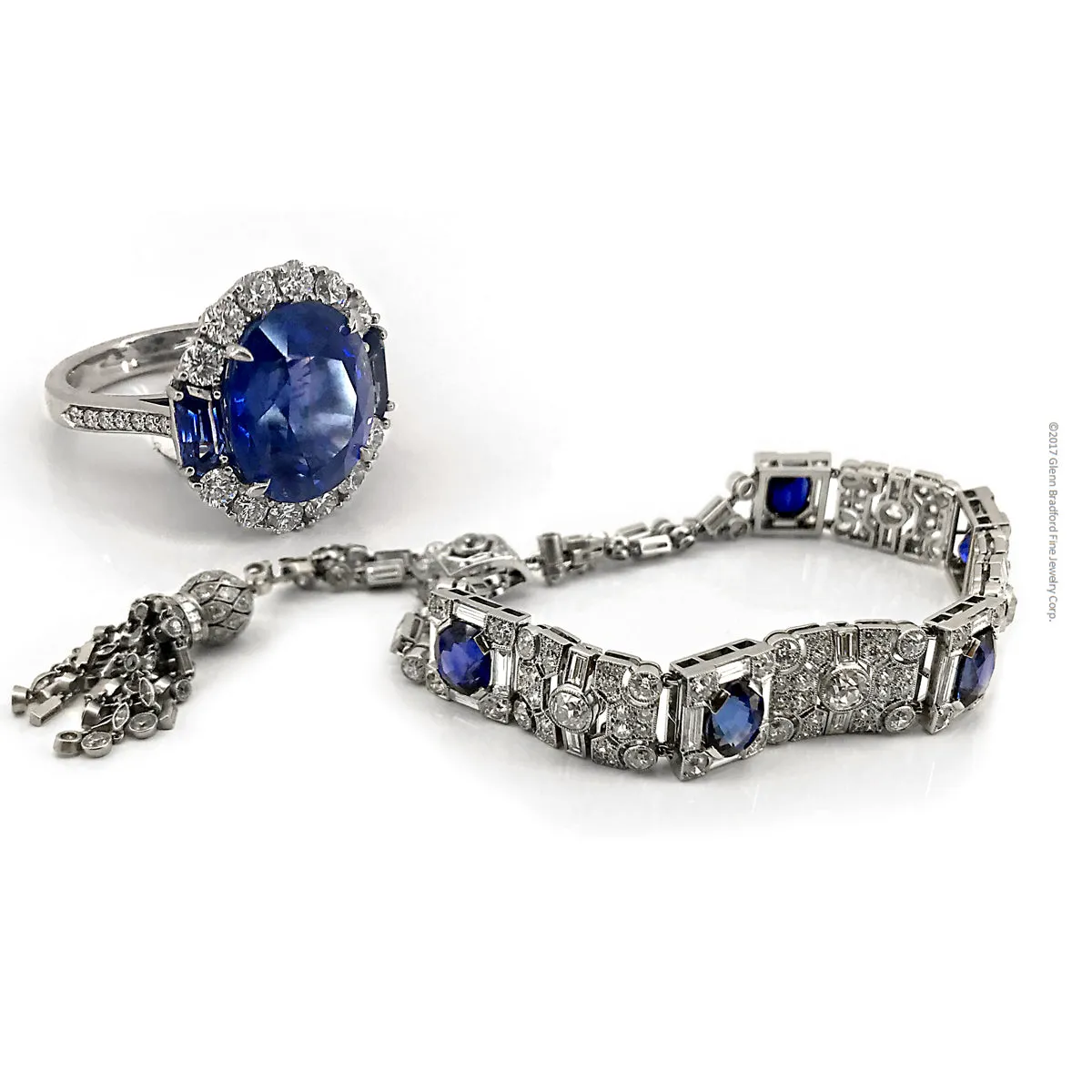 Platinum No Heat Certified  Center Burmese Sapphire ~10.50cttw. & Diamond Cocktail Ring