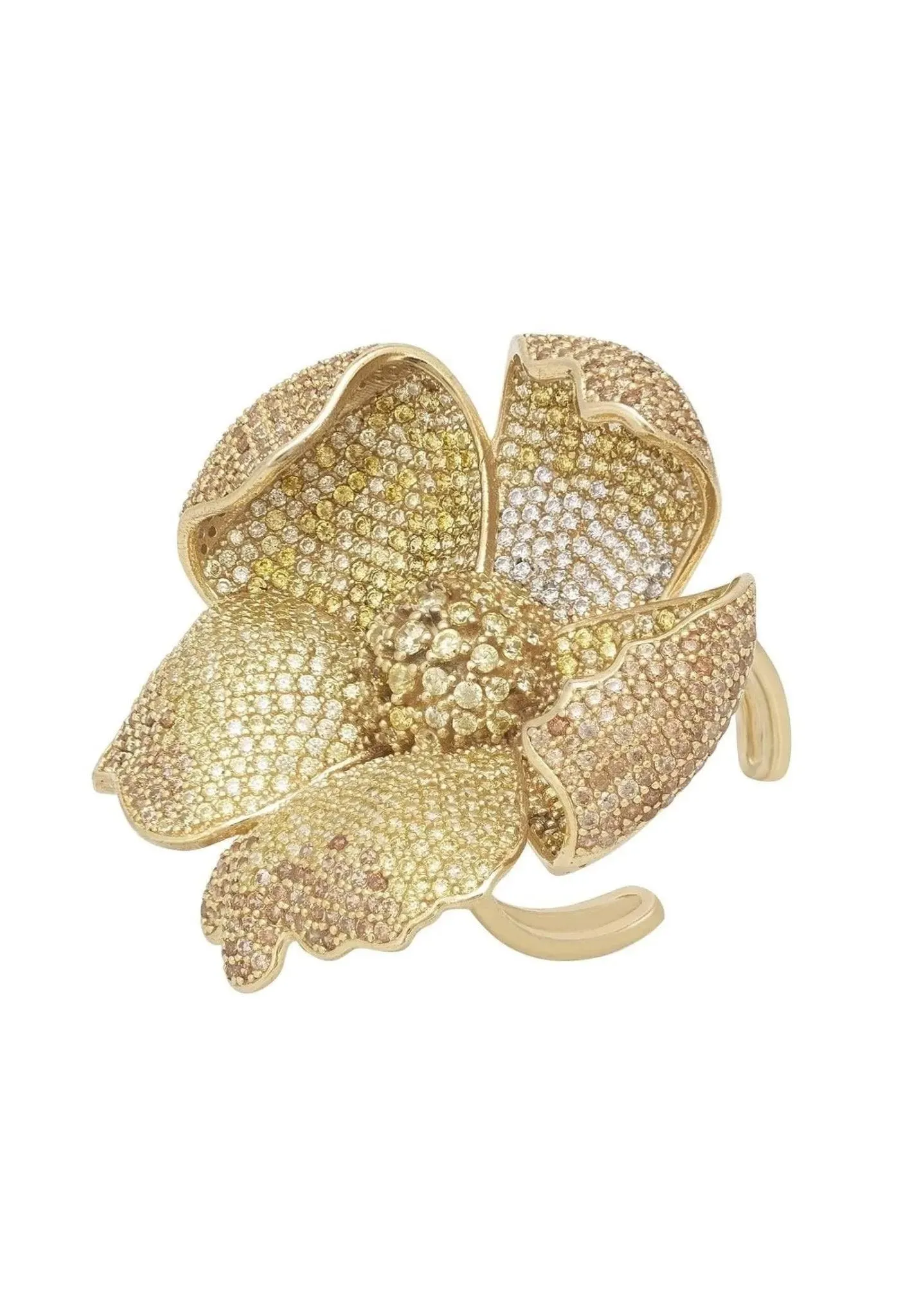 Poppy Flower Lemon Ring Gold Plated