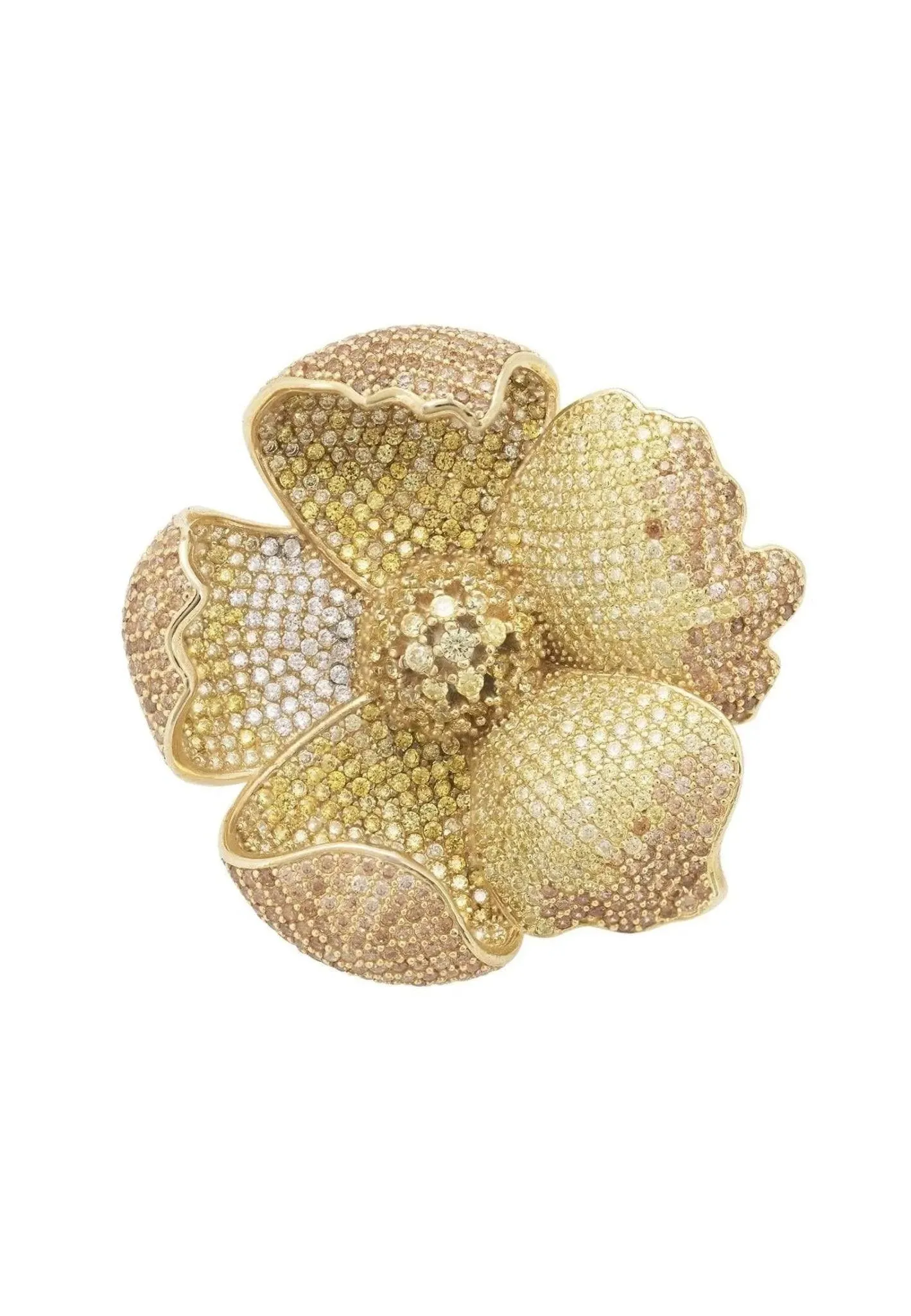 Poppy Flower Lemon Ring Gold Plated