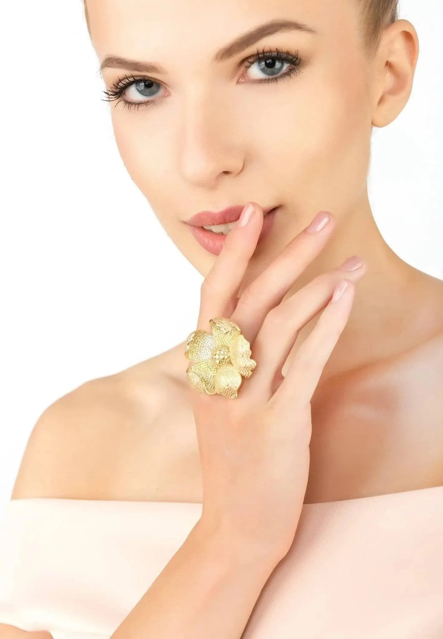 Poppy Flower Lemon Ring Gold Plated