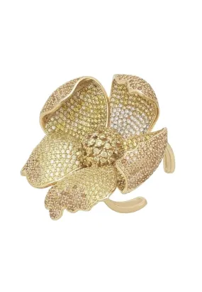 Poppy Flower Lemon Ring Gold Plated