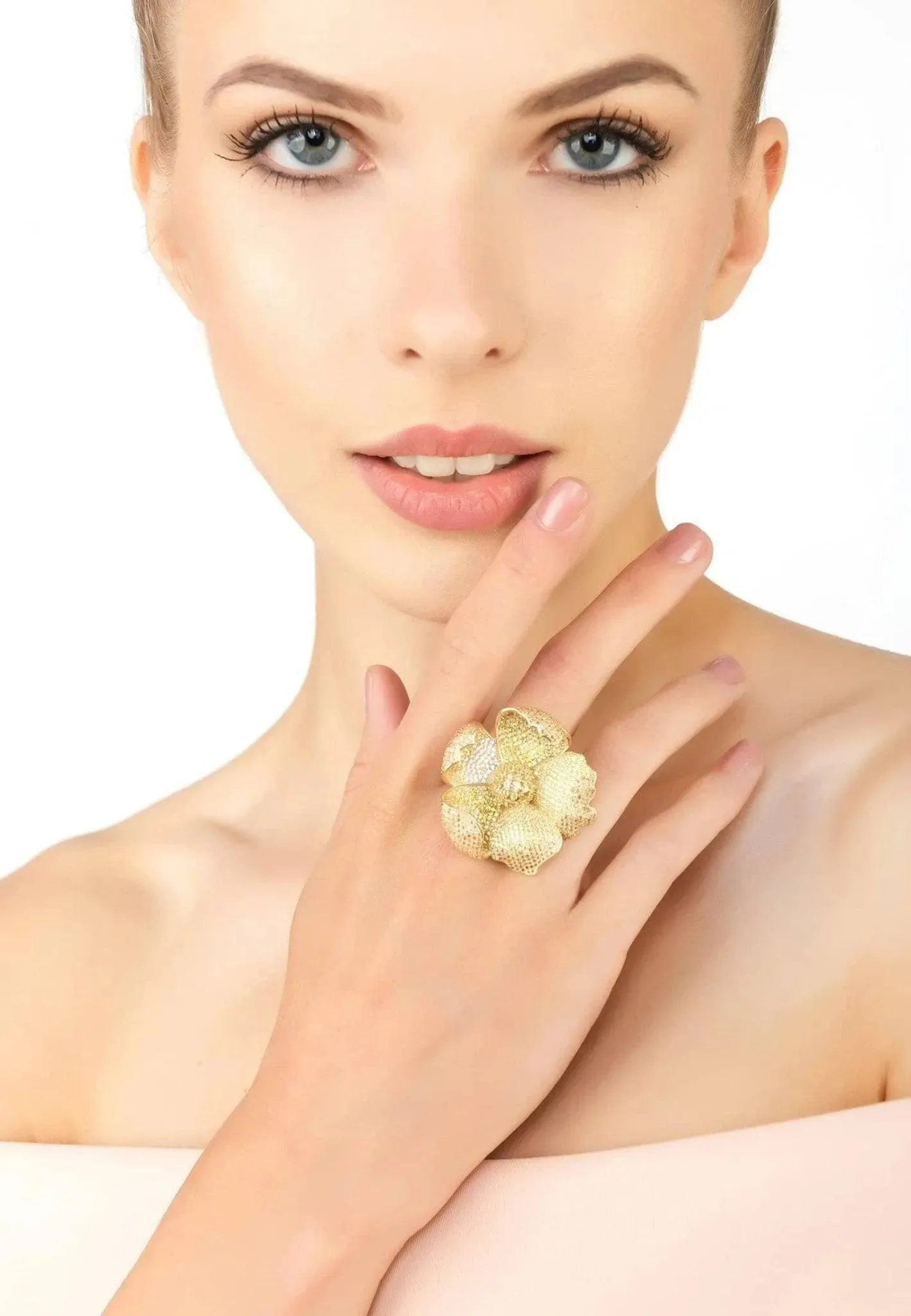 Poppy Flower Lemon Ring Gold Plated