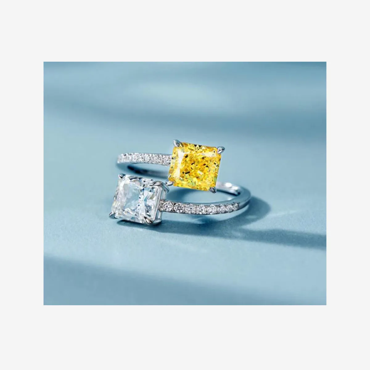 PRINCESS CUT YELLOW/SILVER COCKTAIL RING