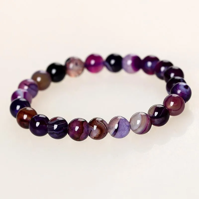 Purple Onyx Stone Beads Bracelet