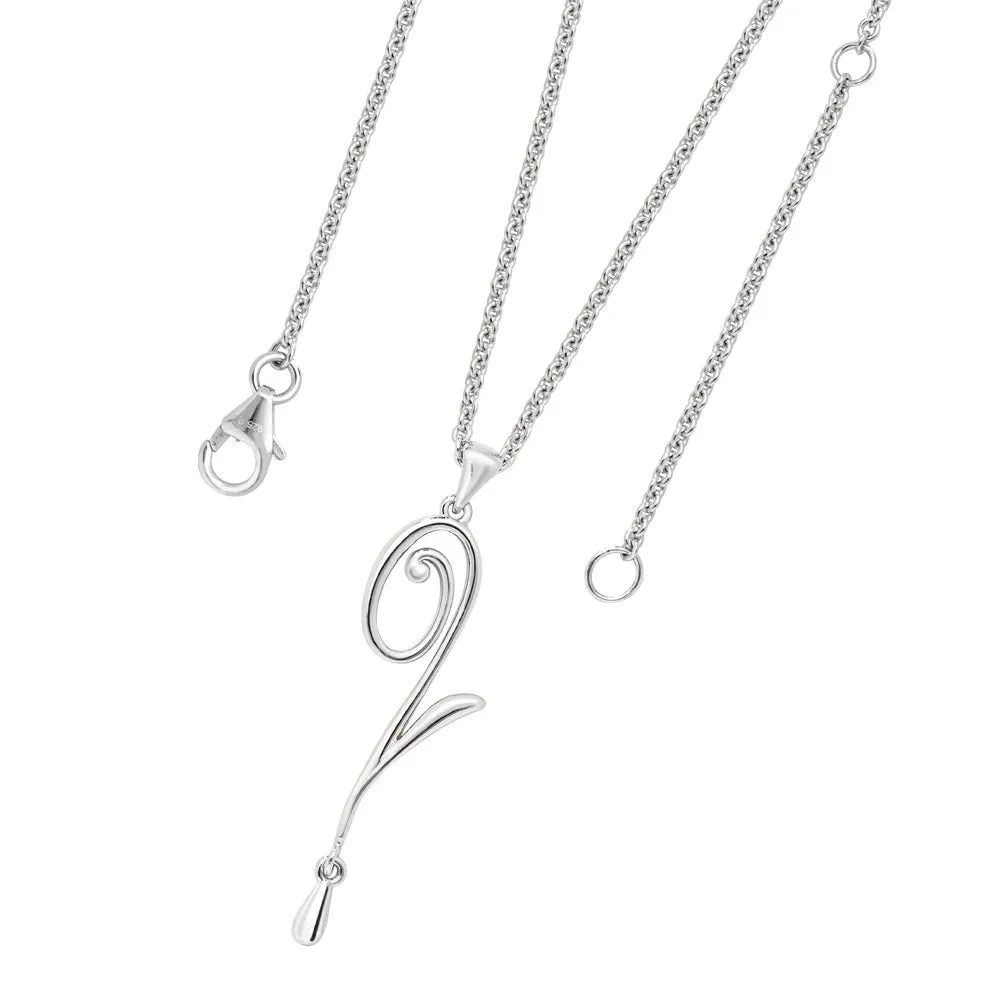 Q Pendant with Drop in Sterling Silver