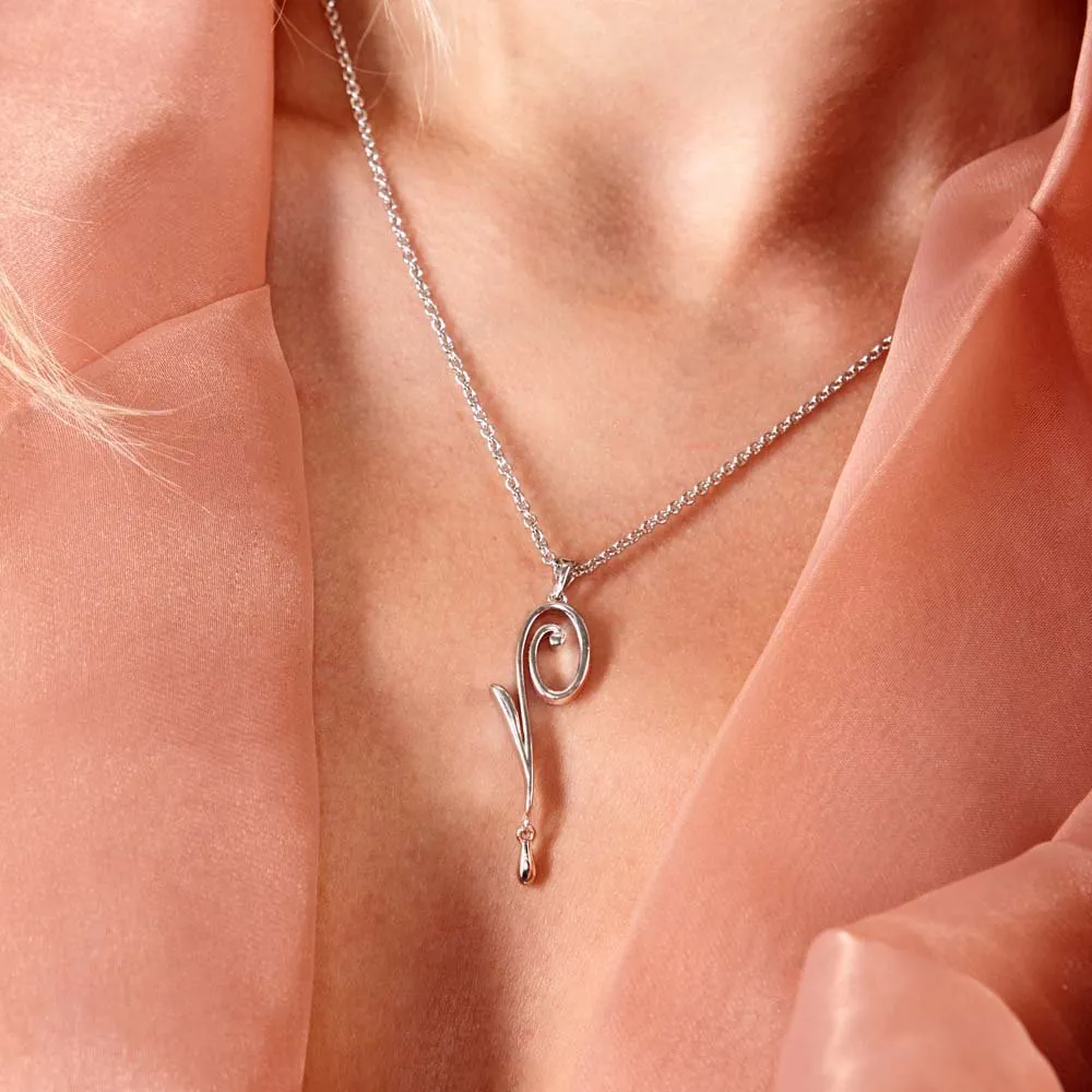 Q Pendant with Drop in Sterling Silver