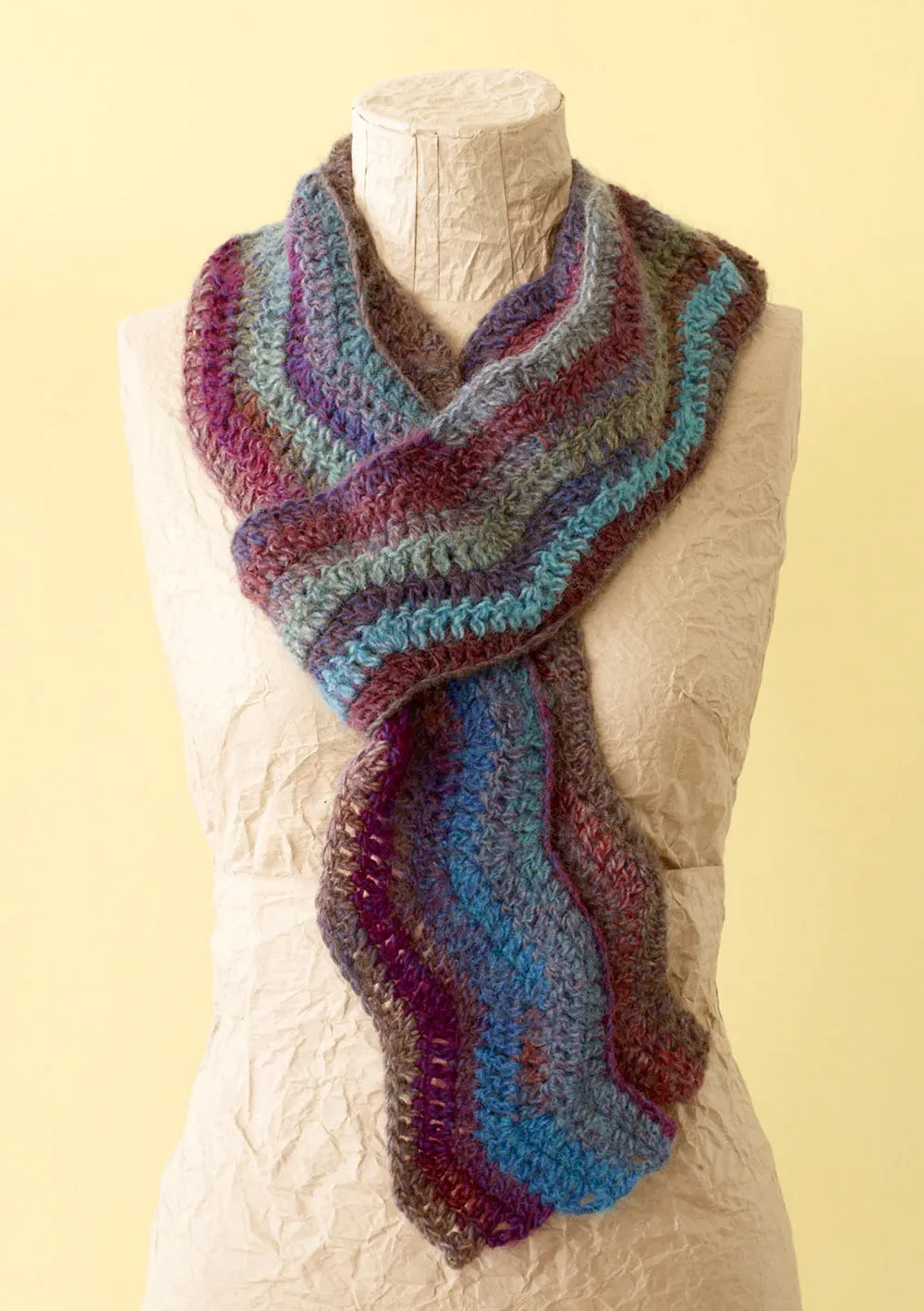 Reef Blue Ripple Scarf Pattern (Crochet)