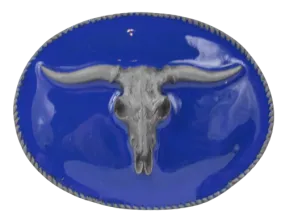Rodeo Steer Blue Pewter Belt Buckle
