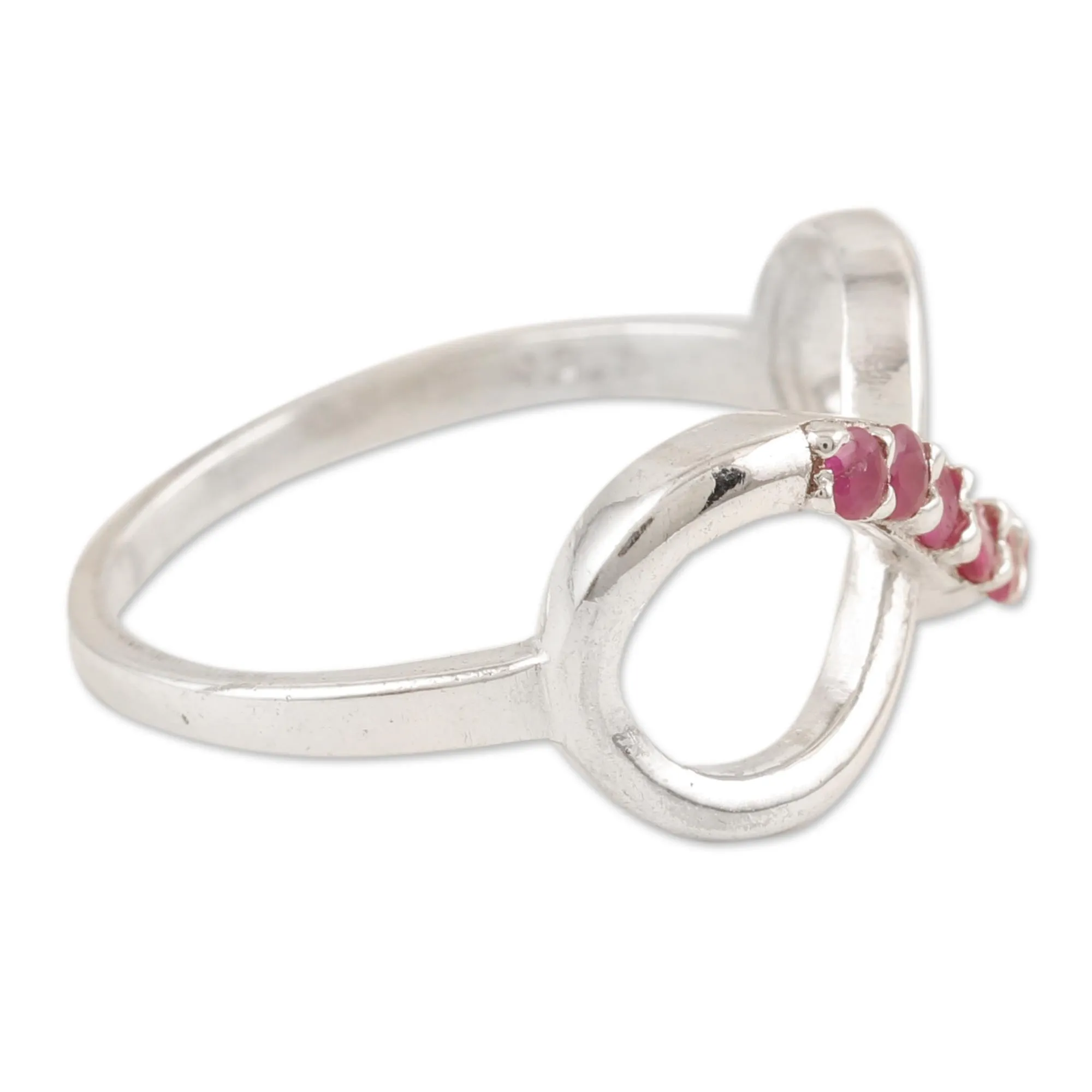 Ruby Infinity-Motif Cocktail Ring - Forever Pink | NOVICA