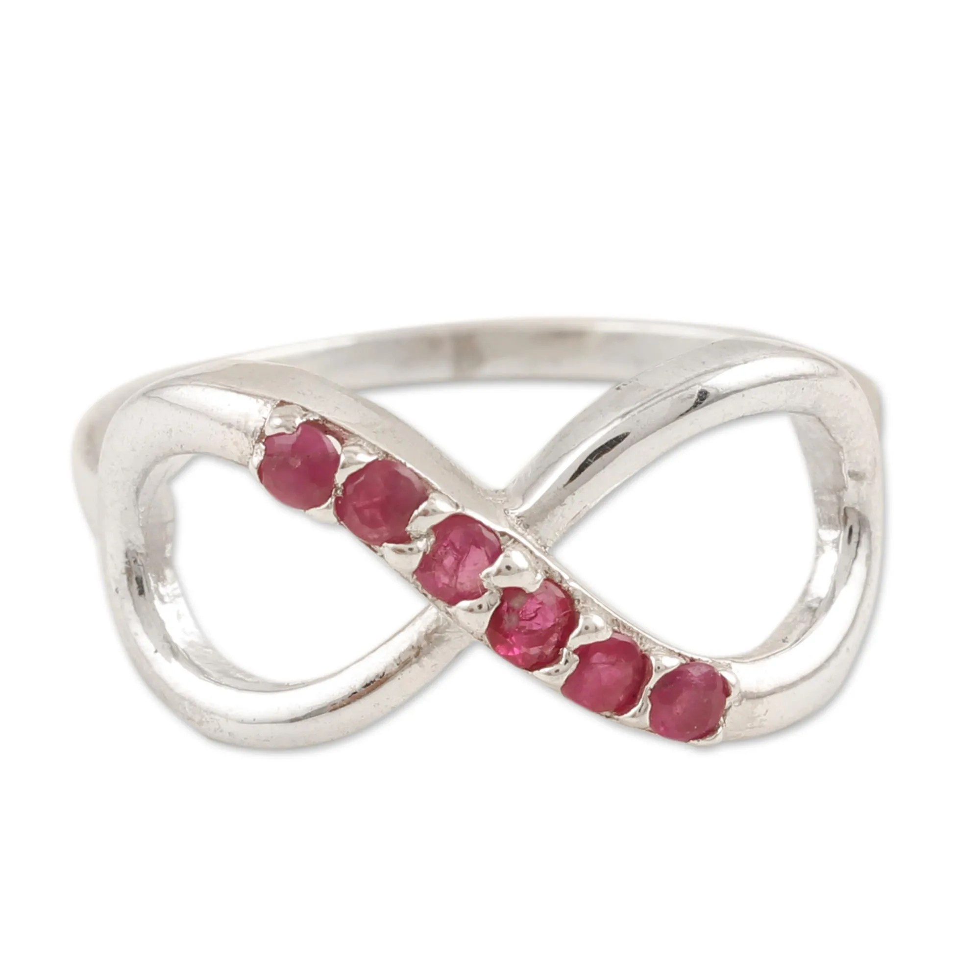 Ruby Infinity-Motif Cocktail Ring - Forever Pink | NOVICA