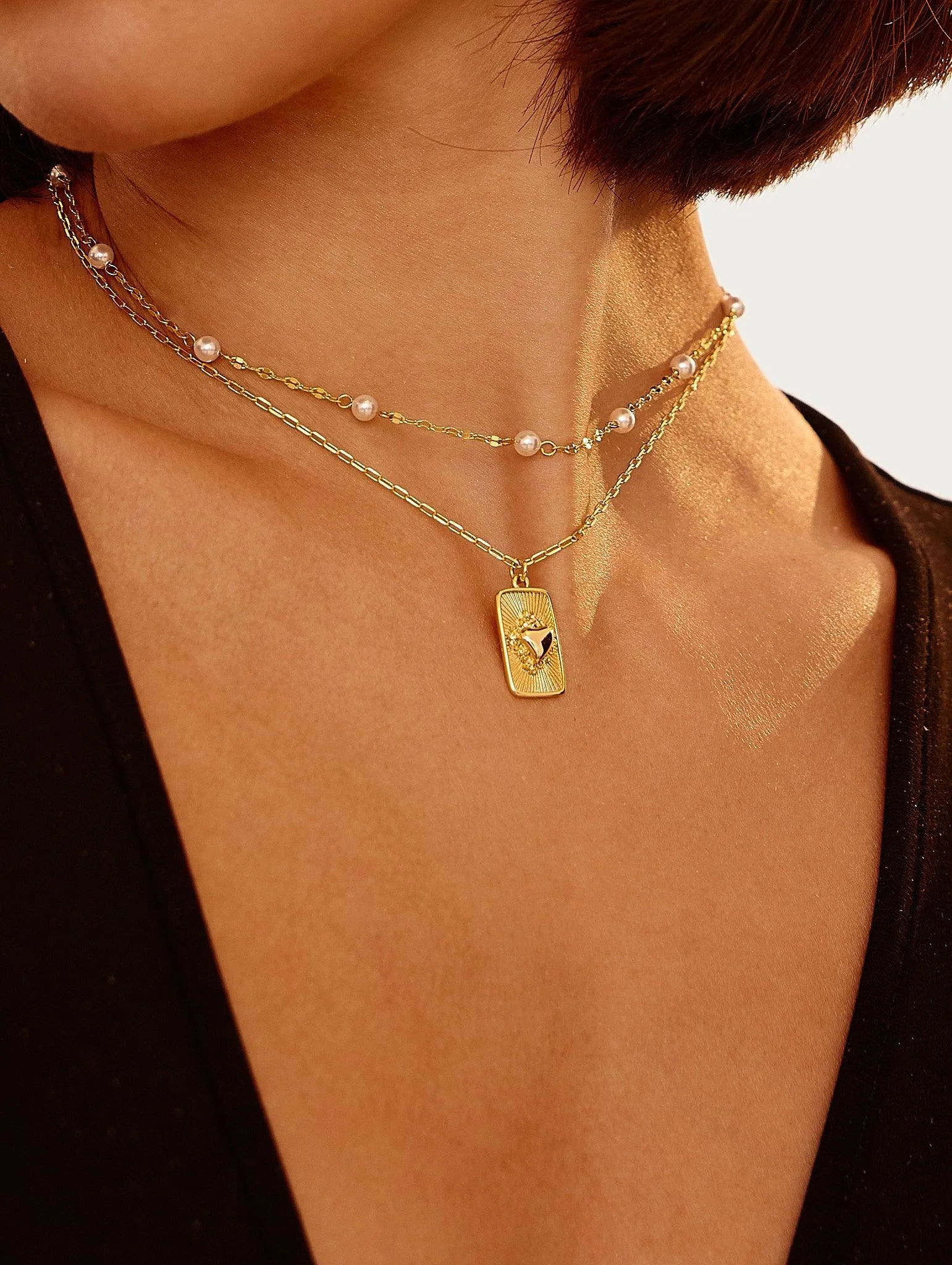 Sacred Heart Tag Necklace